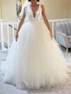 Ball Gown/Princess V-neck Tulle Court Train Wedding Dress #Milly00027930