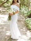 Sheath/Column Off-the-shoulder Stretch Crepe Sweep Train Wedding Dress #Milly00027931