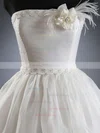 Ball Gown Organza Sashes/Ribbons White Knee-length Strapless Wedding Dresses #00020624