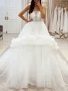 Ball Gown/Princess Straight Tulle Sweep Train Wedding Dress With Ruched #Milly00027965