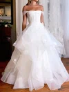 Ball Gown/Princess Off-the-shoulder Tulle Floor-length Wedding Dress With Tiered #Milly00027968