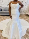 Trumpet/Mermaid Straight Satin Court Train Wedding Dress With Ruched #Milly00027998