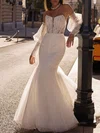 Trumpet/Mermaid Off-the-shoulder Tulle Court Train Wedding Dress With Appliques Lace #Milly00027089