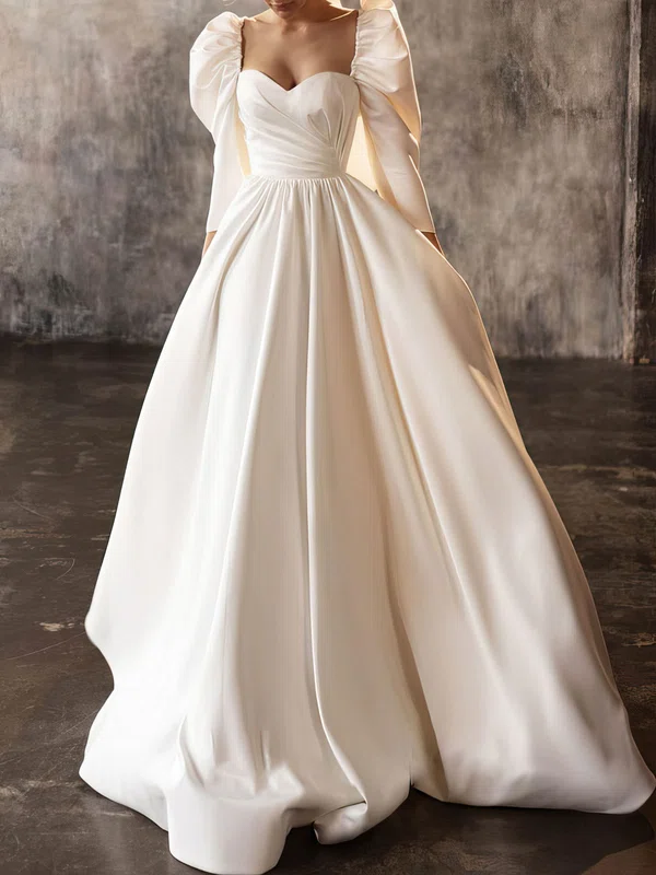 Ball Gown/Princess Sweetheart Satin Sweep Train Wedding Dress With Ruched #Milly00027095