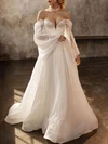 Ball Gown/Princess Off-the-shoulder Chiffon Sweep Train Wedding Dress With Appliques Lace #Milly00027100