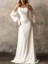 Sheath/Column Straight Satin Sweep Train Wedding Dress With Ruched #Milly00027106