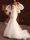 Trumpet/Mermaid Sweetheart Tulle Court Train Wedding Dress With Appliques Lace #Milly00027107