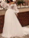 Ball Gown/Princess Illusion Tulle Chapel Train Wedding Dress With Appliques Lace #Milly00027117