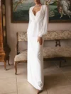 Sheath/Column V-neck Satin Floor-length Wedding Dress #Milly00027138