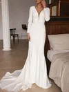 Trumpet/Mermaid V-neck Stretch Crepe Sweep Train Wedding Dress #Milly00027143