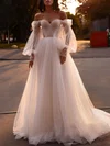 Ball Gown/Princess Off-the-shoulder Tulle Court Train Wedding Dress With Appliques Lace #Milly00027147