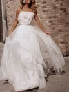 Ball Gown/Princess Straight Glitter Tulle Court Train Wedding Dress With Ruched #Milly00027154