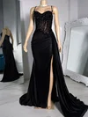 Sheath/Column Sweetheart Satin Corset Prom Dresses With Appliques #Milly020122210
