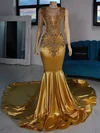 Mermaid V-neck Satin Prom Dresses With Beading #Milly020122214
