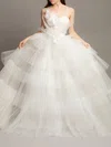 Ball Gown/Princess Sweetheart Tulle Court Train Wedding Dress With Flower(s) #Milly00028126