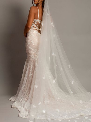 Trumpet/Mermaid Sweetheart Lace Chapel Train Wedding Dress With Appliques Lace #Milly00028127