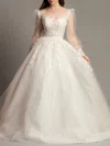 Ball Gown/Princess Illusion Tulle Sweep Train Wedding Dress With Beading #Milly00028128