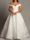 Ball Gown/Princess Off-the-shoulder Organza Sweep Train Wedding Dress With Appliques Lace #Milly00028136