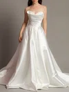 Ball Gown/Princess V-neck Satin Court Train Wedding Dress With Beading #Milly00028139