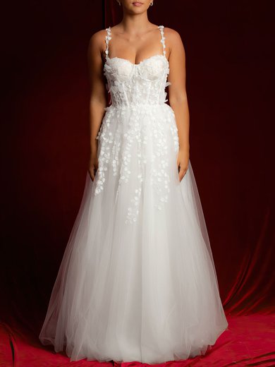 Ball Gown/Princess Sweetheart Tulle Floor-length Wedding Dress With Beading #Milly00028141