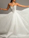 Ball Gown/Princess Sweetheart Glitter Sweep Train Wedding Dress With Pearl Detailing #Milly00028146