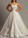 Ball Gown/Princess Illusion Glitter Court Train Wedding Dress With Lace #Milly00028158