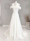 A-line Off-the-shoulder Chiffon Sweep Train Wedding Dress #Milly00028195