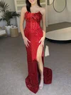 Sheath/Column Strapless Sparkly Sequin Prom Dresses With Beading #Milly020122246