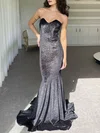 Black Mermaid Strapless Glitter Prom Dresses #Milly020122247