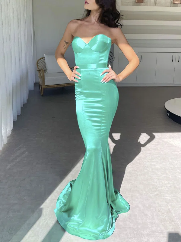 Mermaid Strapless Backless Satin Prom Dresses #Milly020122250
