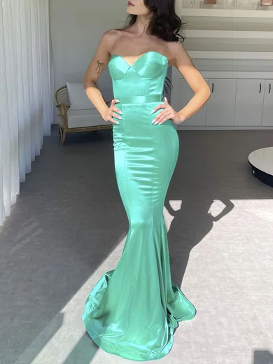 Mermaid Strapless Backless Satin Prom Dresses #Milly020122250