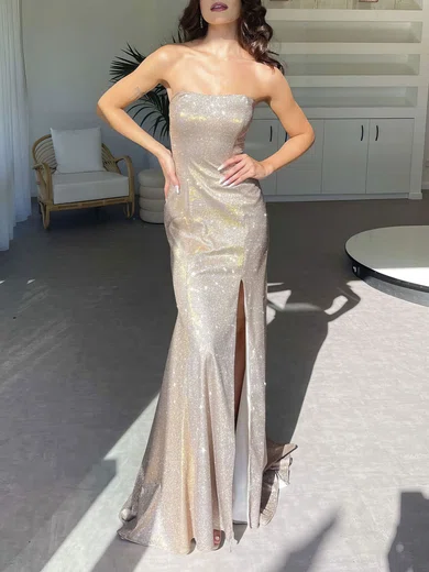 Sheath/Column Strapless Glitter Prom Dresses #Milly020122253