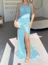 Sheath/Column Square Neck Sparkly Sequin Prom Dresses With Ruched #Milly020122256