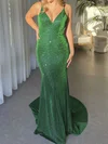 Mermaid V-neck Glitter Backless Prom Dresses #Milly020122269