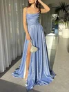 A-line Cowl Neck Glitter Prom Dresses With Ruched #Milly020122295