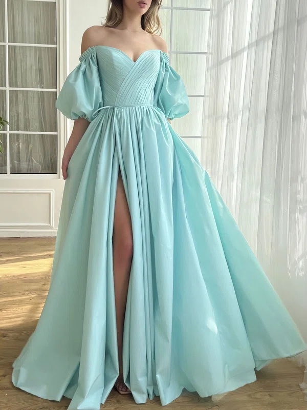 Ball Gown/Princess Off-the-shoulder Satin Sweep Train Prom Dress With Split Front #Milly020122305