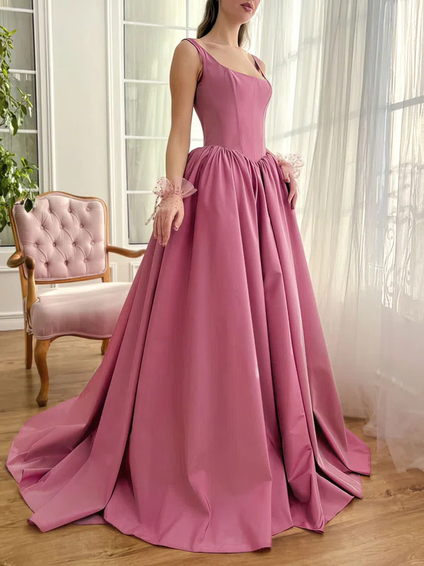 Ball Gown Square Neck Satin Corset Prom Dresses With Ruched #Milly020122310