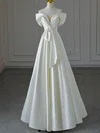 Ball Gown/Princess V-neck Satin Floor-length Wedding Dress With Ruched #Milly00028227