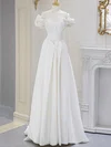 Ball Gown/Princess Off-the-shoulder Satin Sweep Train Wedding Dress With Ruched #Milly00028237