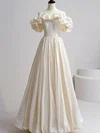 Ball Gown/Princess Off-the-shoulder Taffeta Floor-length Wedding Dress With Ruched #Milly00028246