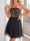 Black Straight Tulle Velvet Sequin Homecoming Dresses #Milly02053748