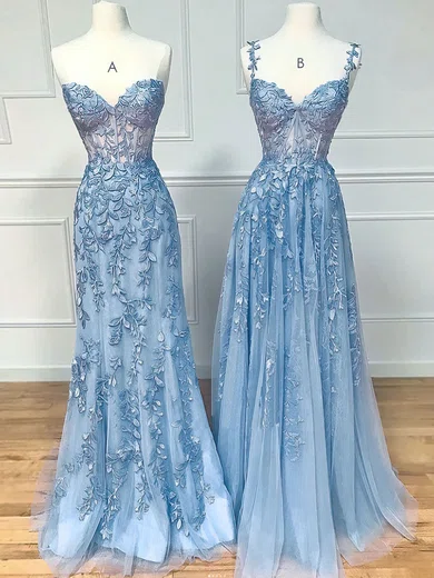 Sheath/Column Strapless Tulle Corset Prom Dresses With Appliques #Milly020122554