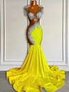 Trumpet/Mermaid Illusion Jersey Court Train Prom Dress With Tassels #Milly020122878