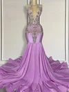 Mermaid Illusion Jersey Prom Dresses With Beading #Milly020122883