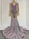 Trumpet/Mermaid Illusion Glitter Sweep Train Prom Dress With Beading #Milly020122887
