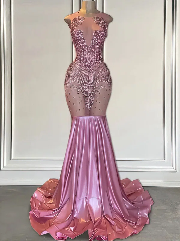 Mermaid Illusion Satin Prom Dresses With Beading #Milly020122889