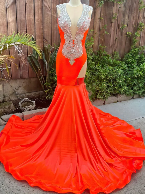 Mermaid Illusion Satin Cut Out Prom Dresses With Appliques #Milly020122895