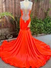 Mermaid Illusion Satin Cut Out Prom Dresses With Appliques #Milly020122895
