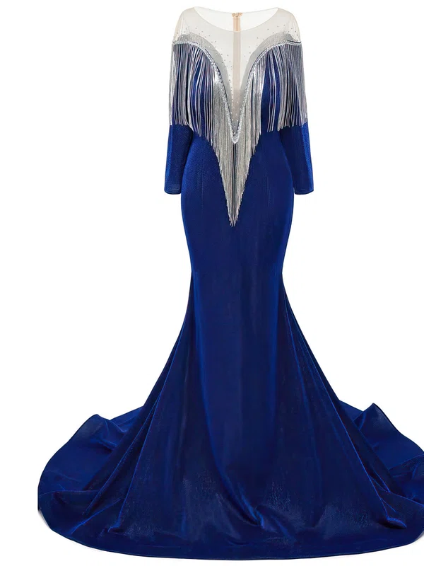 Trumpet/Mermaid Illusion Glitter Court Train Prom Dress With Tassels #Milly020122907