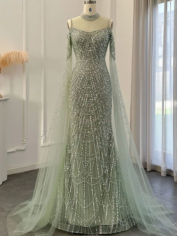 Sheath/Column Illusion Sparkly Sequin Prom Dresses With Beading #Milly020122909